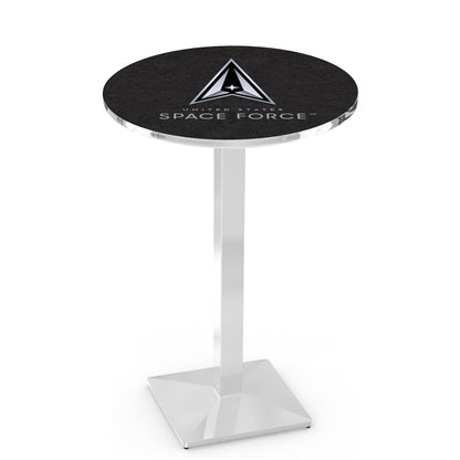 United States Space Force 42" Tall - 36" Top Pub Table with Chrome Finish