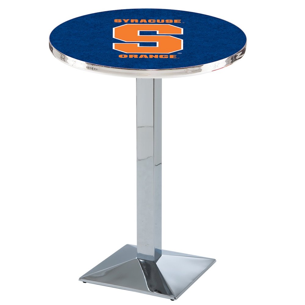 L217 Syracuse University 42" Tall - 36" Top Pub Table with Chrome Finish