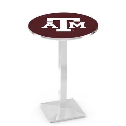 L217 Texas A&M 42" Tall - 36" Top Pub Table with Chrome Finish