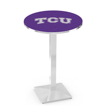 L217 Texas Christian University 42' Tall - 36' Top Pub Table w/ Chrome Finish