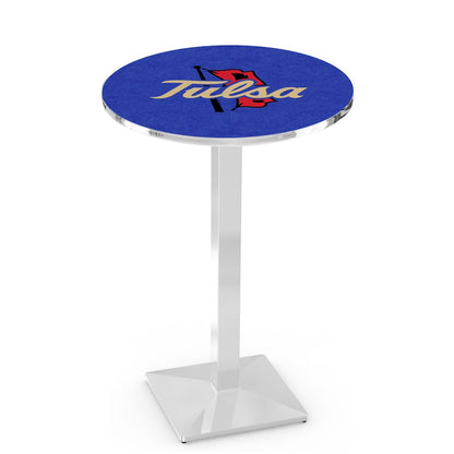 L217 University of Tulsa 42' Tall - 36' Top Pub Table w/ Chrome Finish