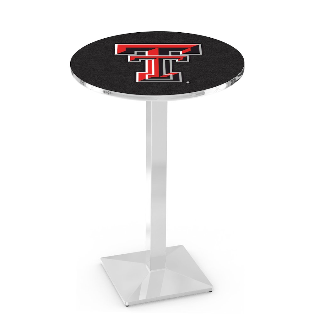 L217 Texas Tech University 42" Tall - 36" Top Pub Table with Chrome Finish