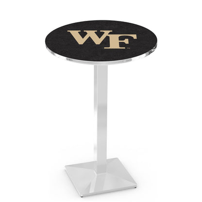 L217 Wake Forest University 42" Tall - 36" Top Pub Table with Chrome Finish