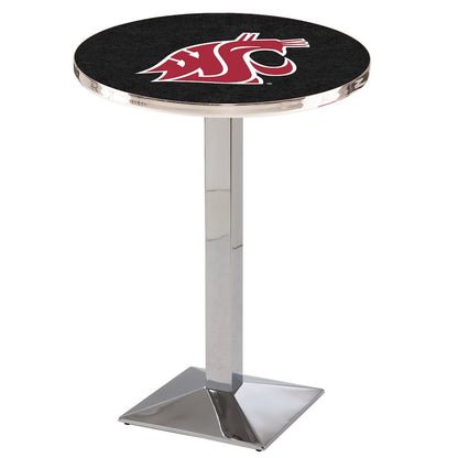 L217 Washington State University 42' Tall - 36' Top Pub Table w/ Chrome Finish