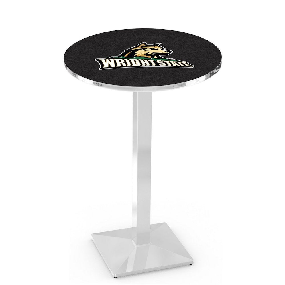 L217 Wright State University 42' Tall - 36' Top Pub Table w/ Chrome Finish