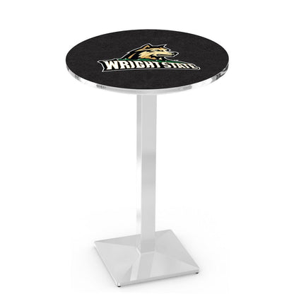 L217 Wright State University 42' Tall - 36' Top Pub Table w/ Chrome Finish
