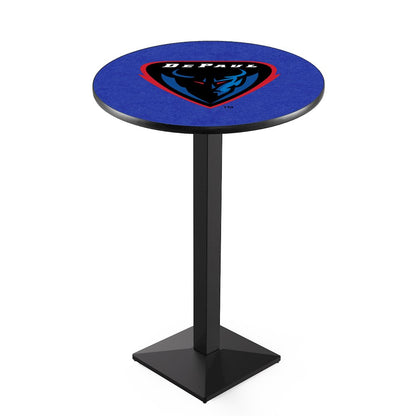 L217 DePaul University 42" Tall - 36" Top Pub Table with Black Wrinkle Finish