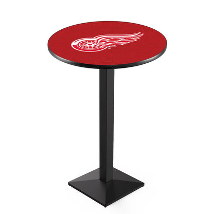 L217 Detroit Red Wings 42' Tall - 36' Top Pub Table w/ Black Wrinkle Finish (9576)