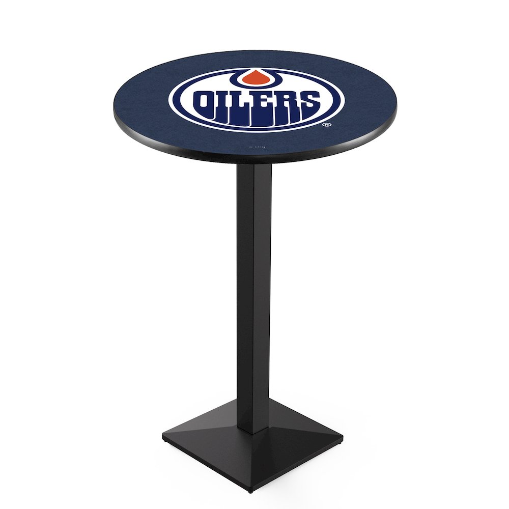 L217 Edmonton Oilers 42" Tall - 36" Top Pub Table with Black Wrinkle Finish (9620)