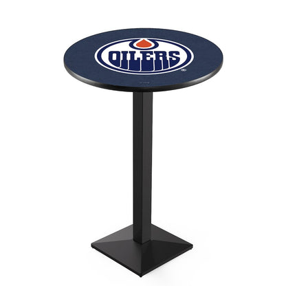 L217 Edmonton Oilers 42" Tall - 36" Top Pub Table with Black Wrinkle Finish (9620)