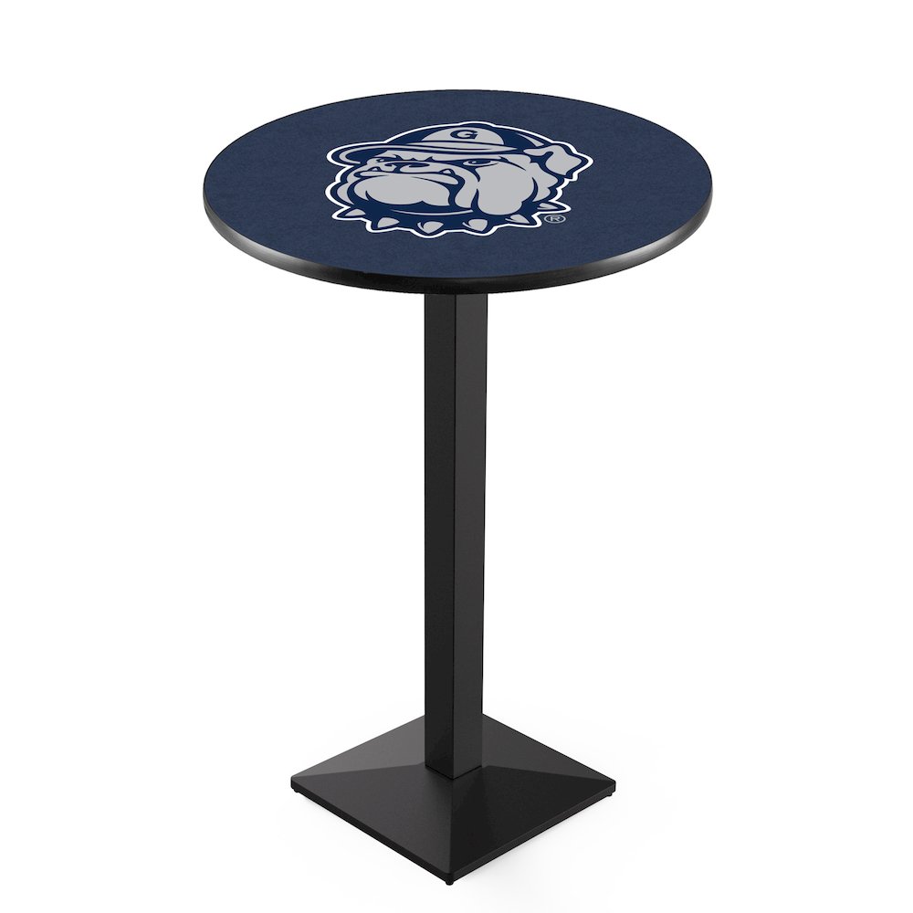 L217 Georgetown University 42" Tall - 36" Top Pub Table with Black Wrinkle Finish