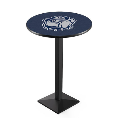 L217 Georgetown University 42" Tall - 36" Top Pub Table with Black Wrinkle Finish