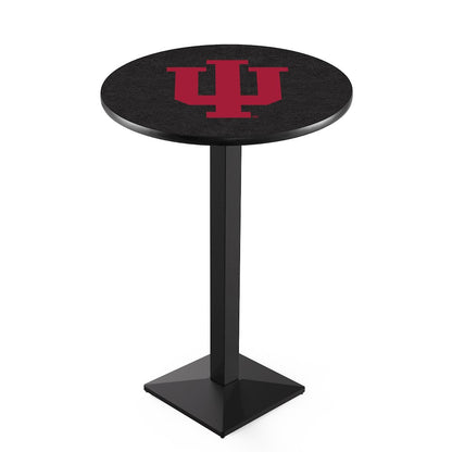 L217 Indiana University 42' Tall - 36' Top Pub Table w/ Black Wrinkle Finish
