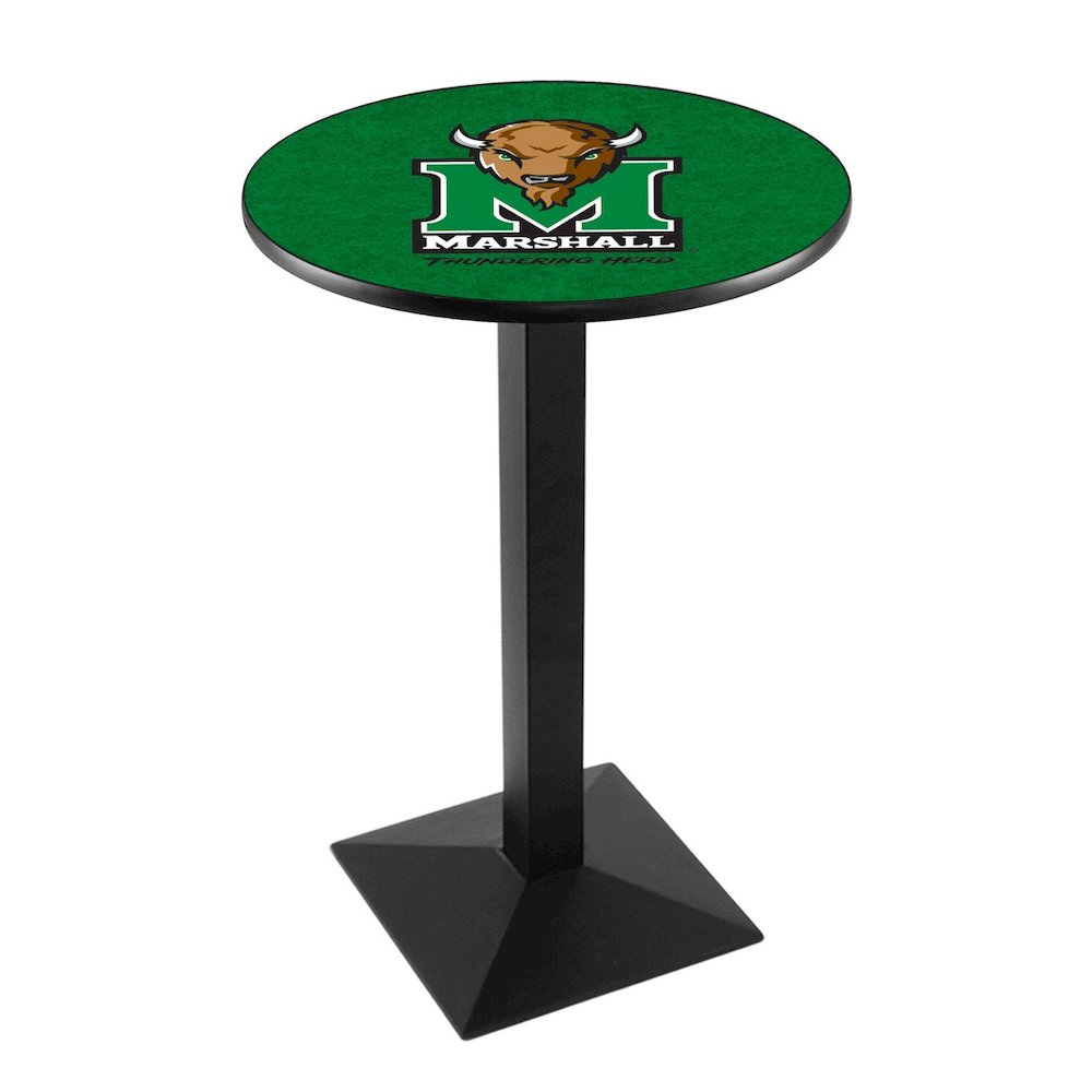 L217 Marshall University 42" Tall - 36" Top Pub Table with Black Wrinkle Finish