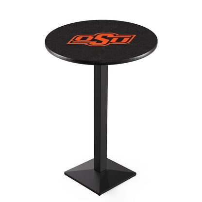 L217 Oklahoma State University 42" Tall - 36" Top Pub Table with Black Wrinkle Finish
