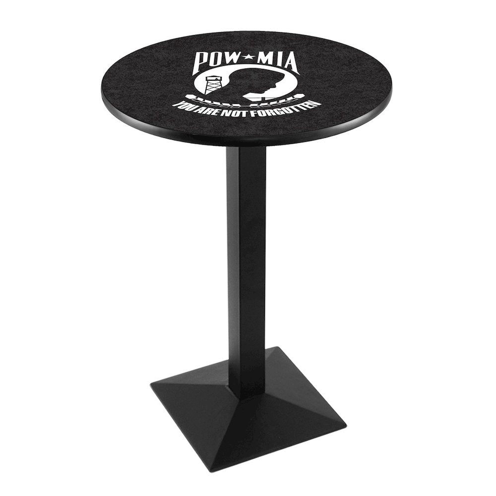 L217 POW/MIA 42" Tall - 36" Top Pub Table with Black Wrinkle Finish