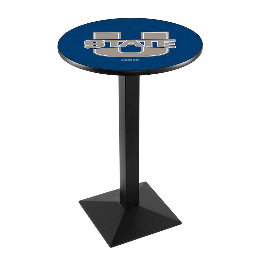 L217 Utah State University 42" Tall - 36" Top Pub Table with Black Wrinkle Finish