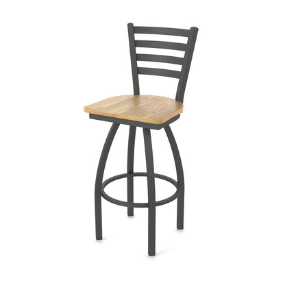 410 Jackie 36" Swivel Bar Stool with Pewter Finish and Natural Oak Seat