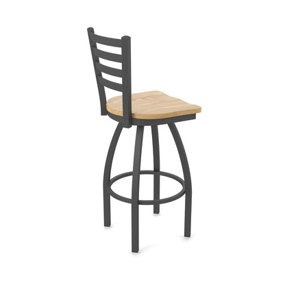 410 Jackie 36" Swivel Bar Stool with Pewter Finish and Natural Oak Seat