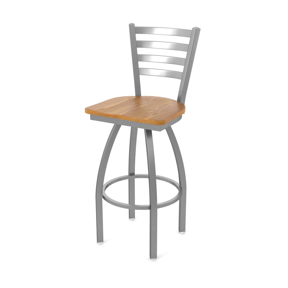 410 Jackie Stainless Steel 25" Swivel Counter Stool with Medium Oak Seat