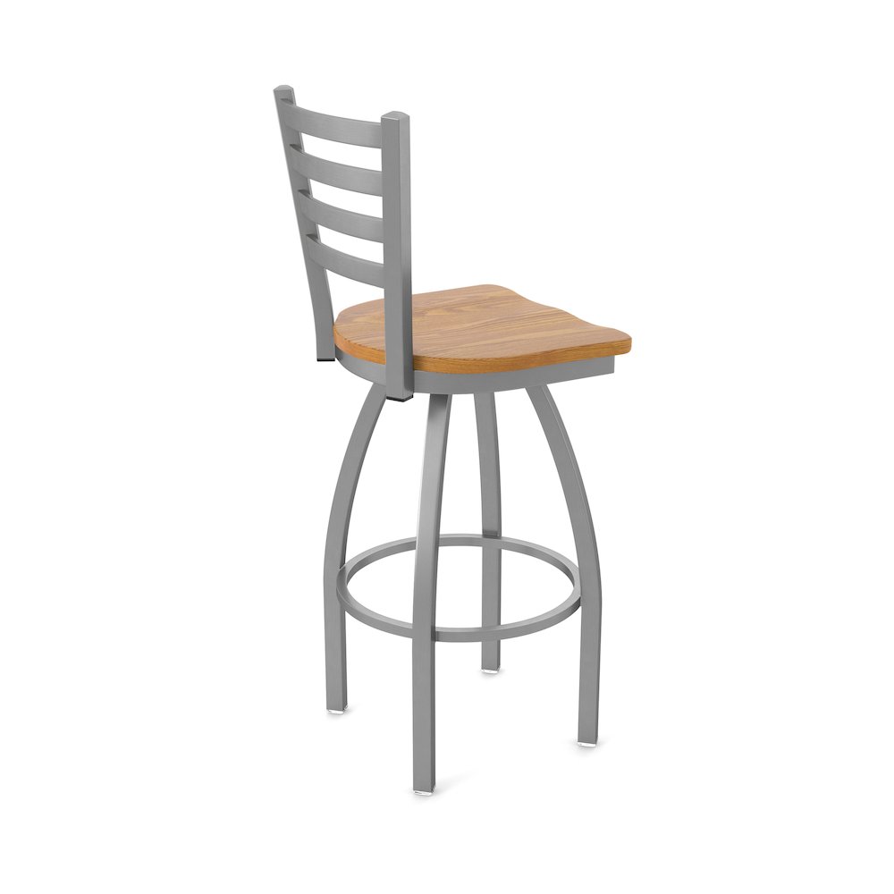 410 Jackie Stainless Steel 25" Swivel Counter Stool with Medium Oak Seat