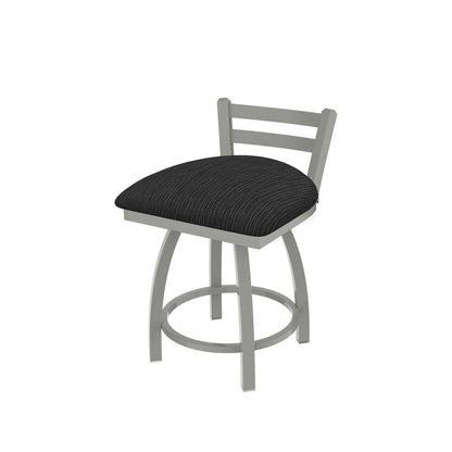 411 Jackie 18" Low Back Swivel Vanity Stool with Anodized Nickel Finish and Graph Coal Seat
