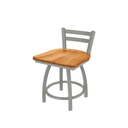 411 Jackie 18" Low Back Swivel Vanity Stool with Anodized Nickel Finish and Medium Maple Seat