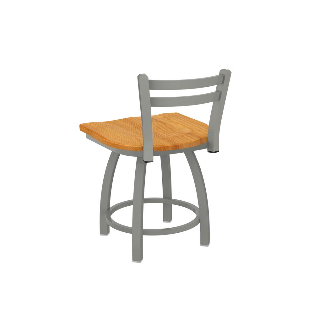 411 Jackie 18" Low Back Swivel Vanity Stool with Anodized Nickel Finish and Medium Oak Seat