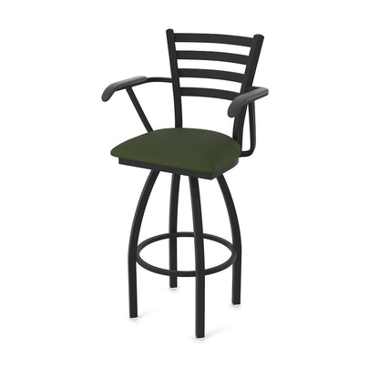 415 25" Swivel Counter Stool with Arms, Black Wrinkle, Canter Pine