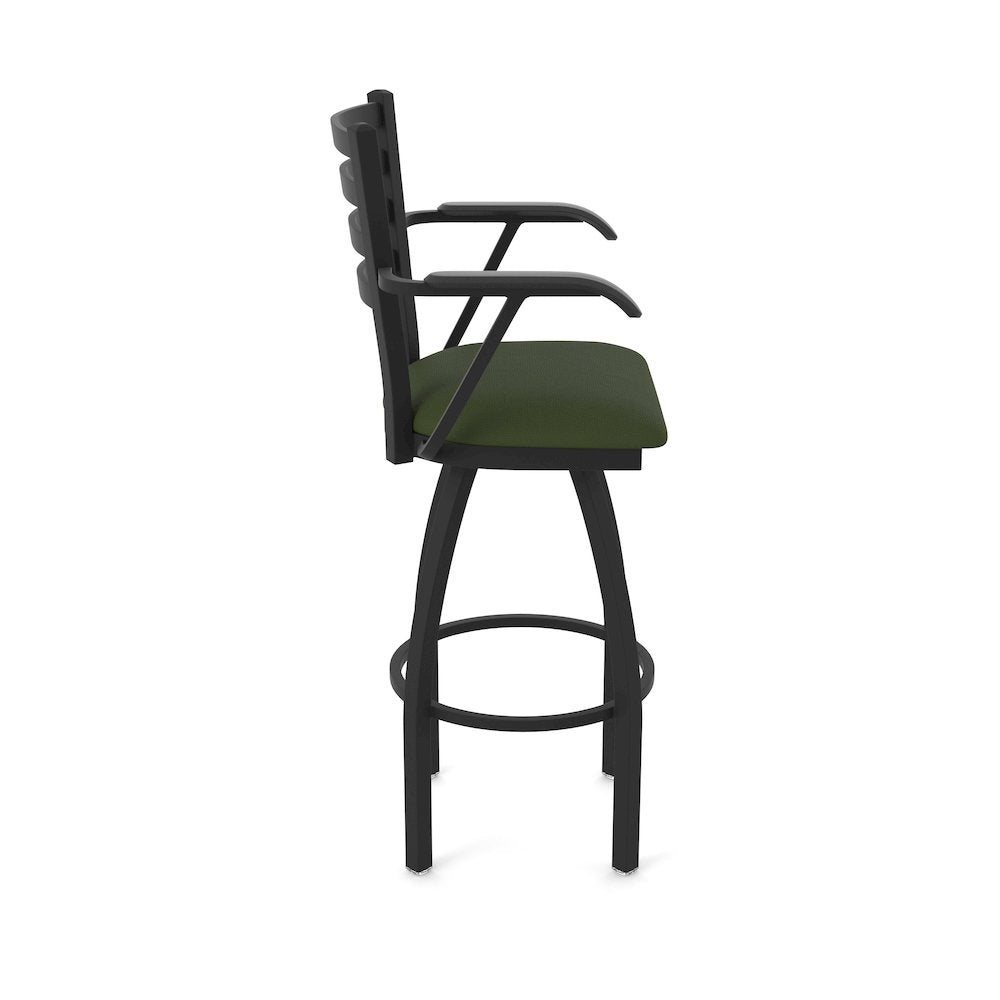 415 25" Swivel Counter Stool with Arms, Black Wrinkle, Canter Pine