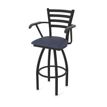 415 25" Swivel Counter Stool with Arms, Black Wrinkle, Graph Anchor