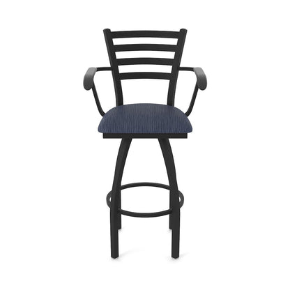 415 25" Swivel Counter Stool with Arms, Black Wrinkle, Graph Anchor