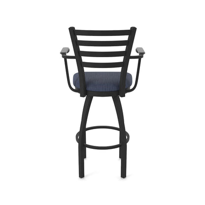 415 25" Swivel Counter Stool with Arms, Black Wrinkle, Graph Anchor