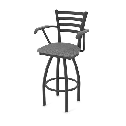 415 25" Swivel Counter Stool with Arms, Black Wrinkle, Graph Coal