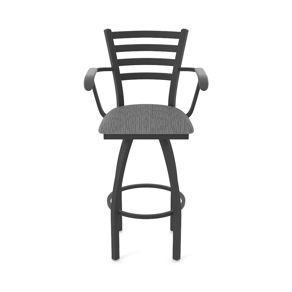 415 25" Swivel Counter Stool with Arms, Black Wrinkle, Graph Coal