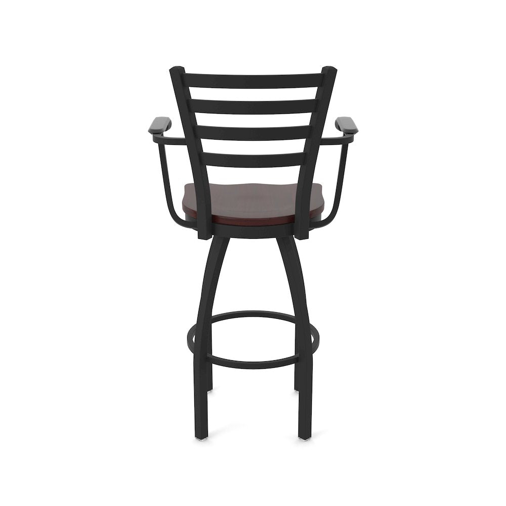 415 25" Swivel Counter Stool with Arms, Black Wrinkle, Dark Cherry Maple