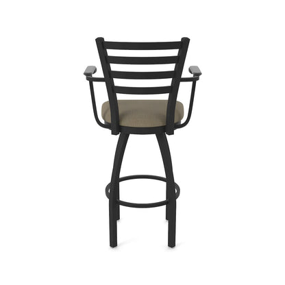 415 30" Swivel Bar Stool with Arms, Black Wrinkle, Graph Cork
