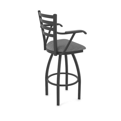 415 30" Swivel Bar Stool with Arms, Black Wrinkle, Graph Coal