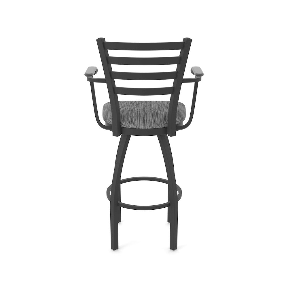 415 30" Swivel Bar Stool with Arms, Black Wrinkle, Graph Coal
