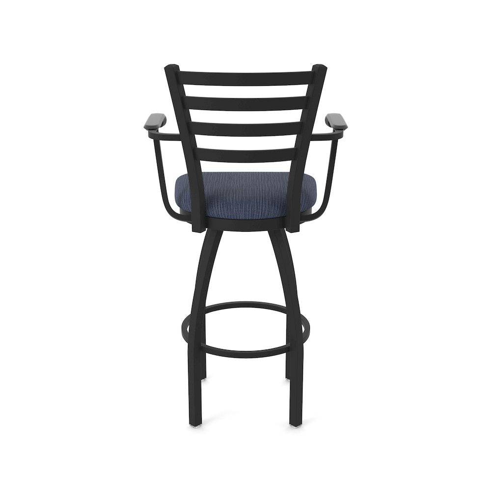 415 36" Swivel Bar Stool with Arms, Black Wrinkle, Graph Anchor