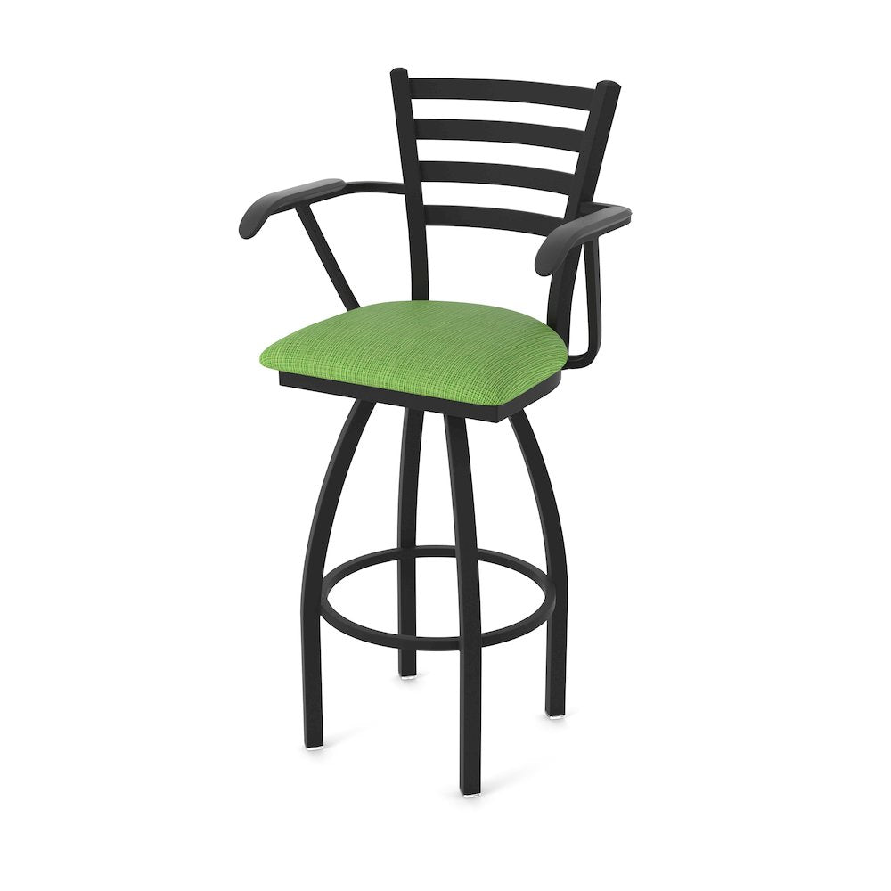 415 36" Swivel Bar Stool with Arms, Black Wrinkle, Graph Parrot