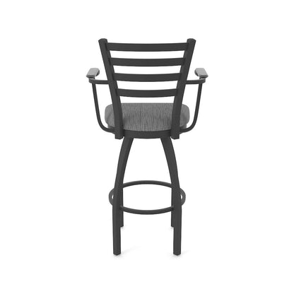 415 36" Swivel Bar Stool with Arms, Black Wrinkle, Graph Coal