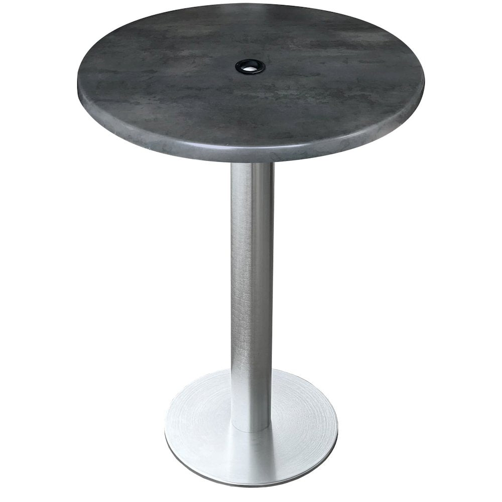 All-Season Table with 30" Diameter Black Steel Top with Umbrella Hole
