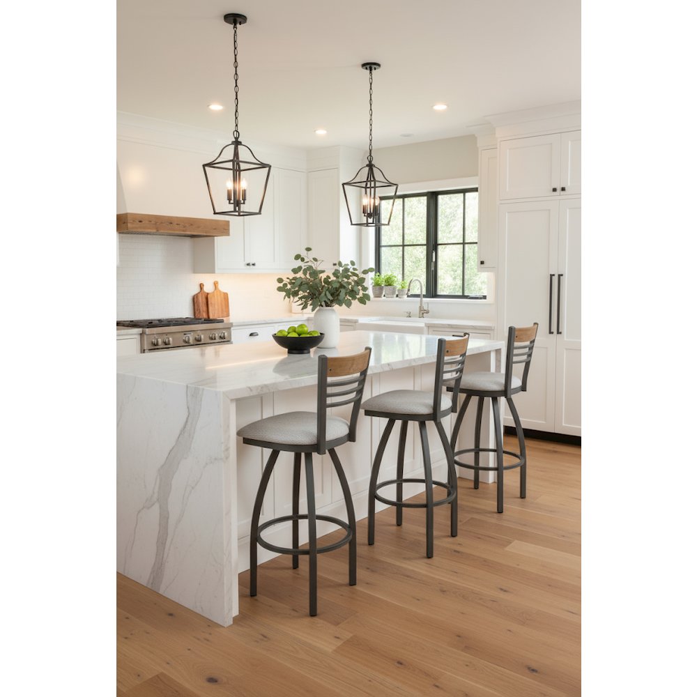 36" Swivel Extra Tall Bar Stool, Pewter Finish, Medium Back, Canter Earth Seat