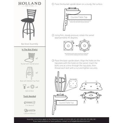 L014 - 36" Black Wrinkle Florida State (Script) Swivel Bar Stool with Ladder Style Back by Holland Bar Stool Co.