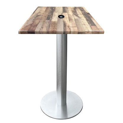All-Season Table with 30" x 30" Square Rustic Top with Umbrella Hole