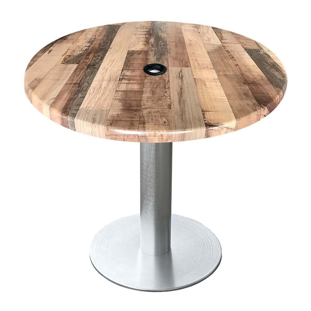 All-Season Table with 30" Diameter Rustic Top with Umbrella Hole