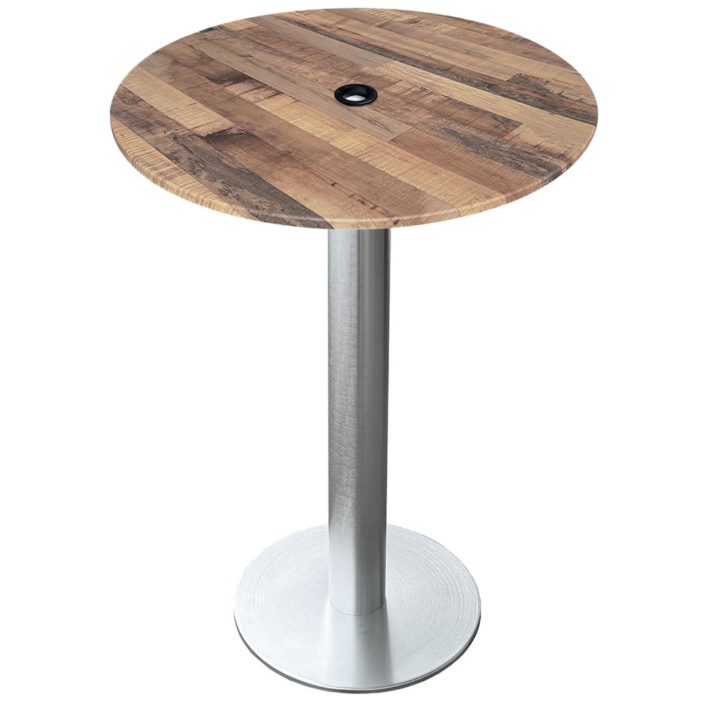 All-Season Table with 32" Diameter Rustic Top with Umbrella Hole