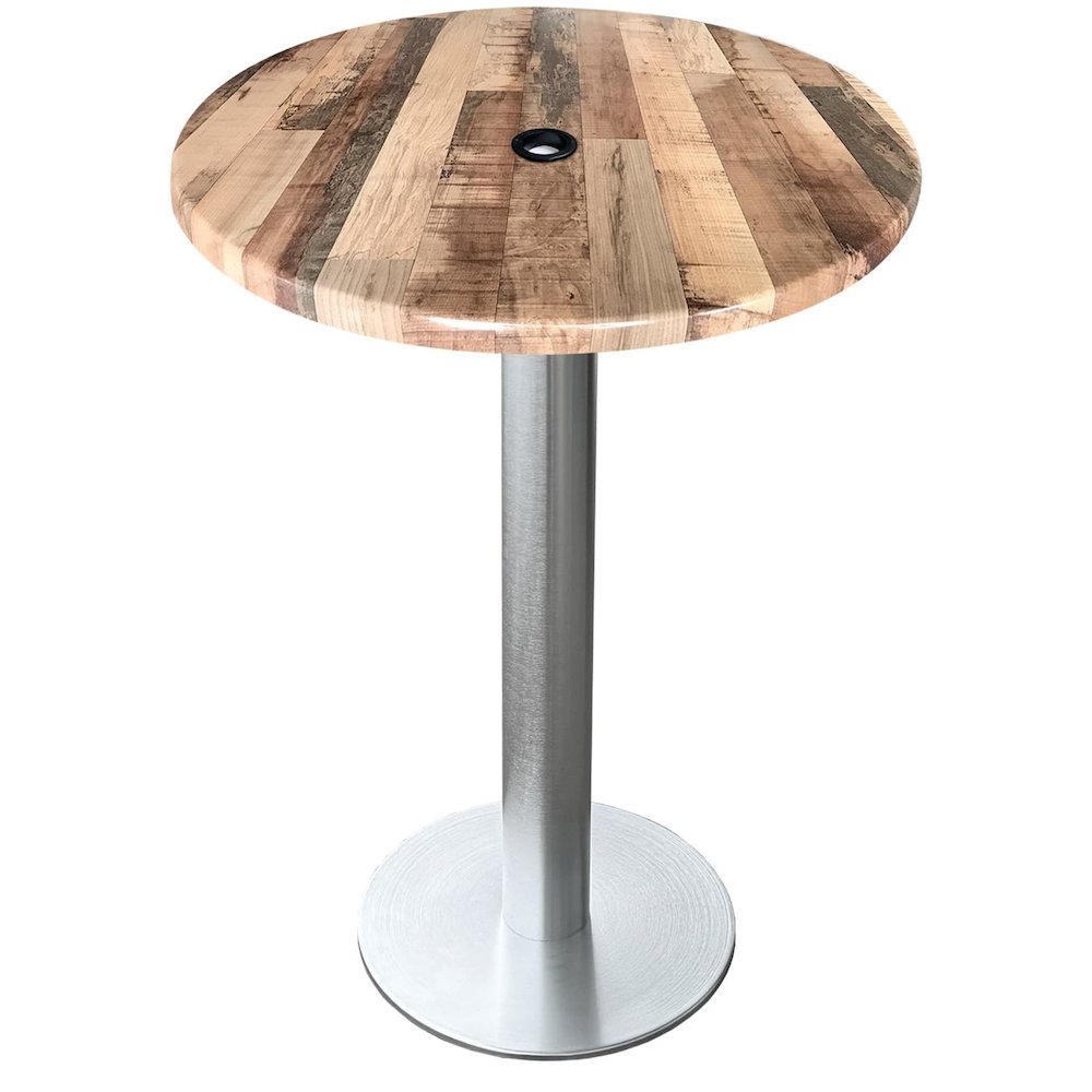 All-Season Table with 30" Diameter Rustic Top with Umbrella Hole