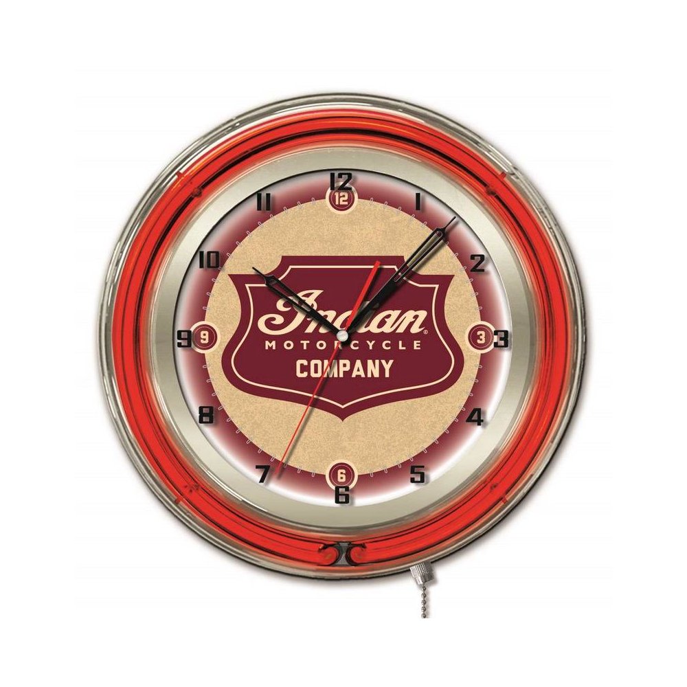 Indian Motorcycle Shield 19" Neon Clock